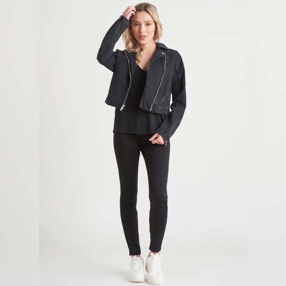 NWT—DEX Denim Biker Jacket—Black Wash—size Medium